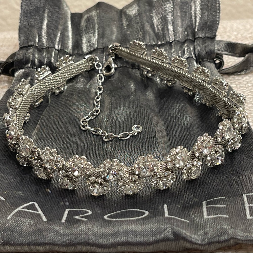 Stainless Steel Necklace Crystal Flower Choker - Picture 2 of 7